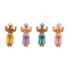 Disco Cowboy Drink Markers Giddy up and grab a cocktail! Use these cheeky disco cowboys to keep your drinks straight and your party hoppin’. No more mix-ups when you gotta bust a move on the dance floor!