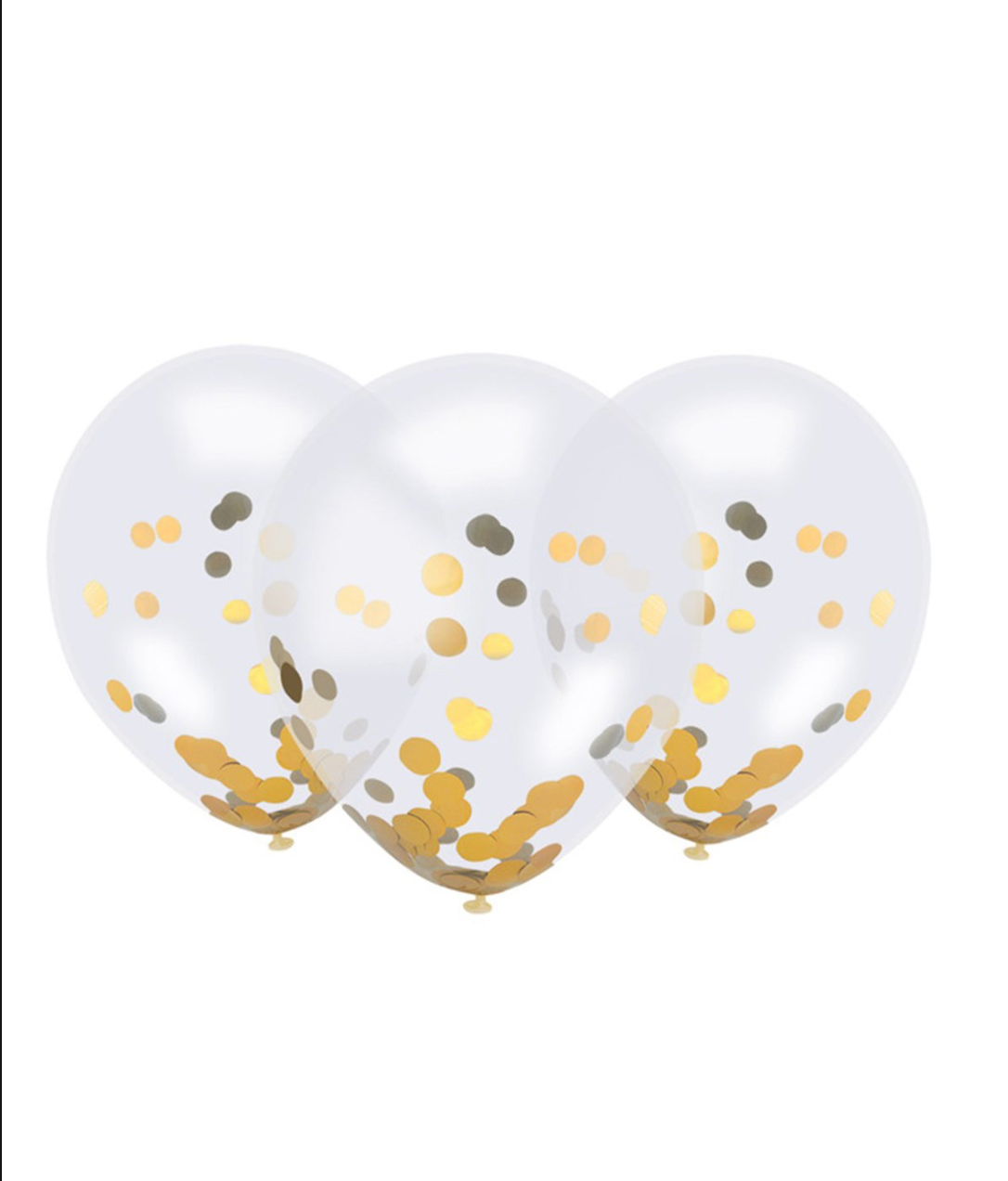 12 inch Gold Confetti Balloons Package of 6