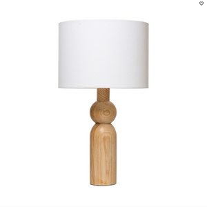 Wood Table Lamp with Linen Shade and Inline Switch