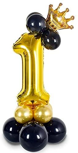 32 inch Large Size Black Gold Number 1 Balloons