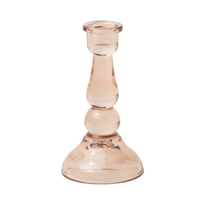Tall Glass Taper Holder-Pink