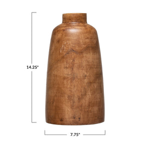 Handcrafted Paulownia Wood Vase w/ Stained Finish